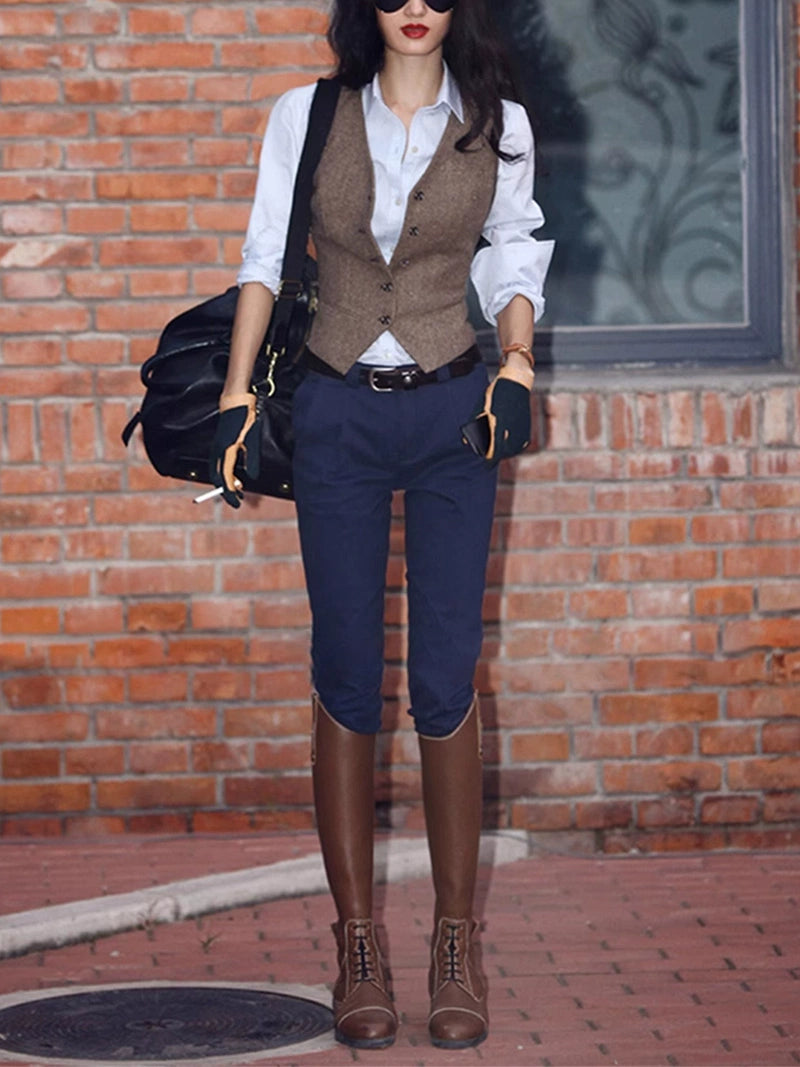 Casual Silm Slimming and Short Retro Woolen Vest