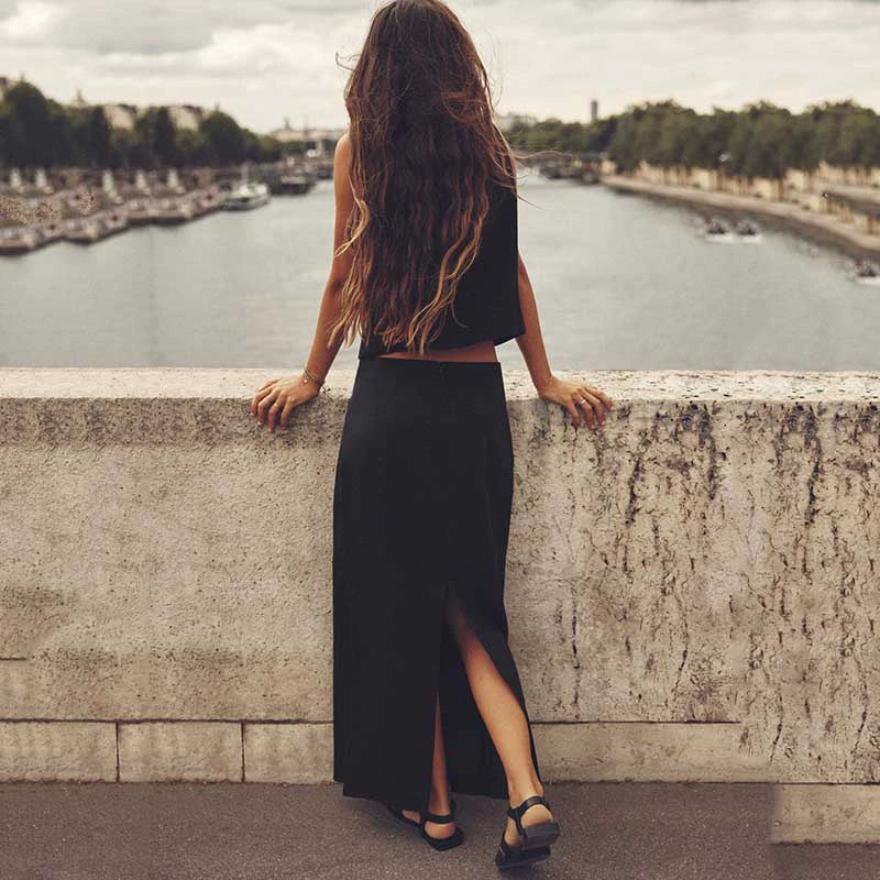 Fashion Women's Wear Blended Fabric High Waist Skirt Linen