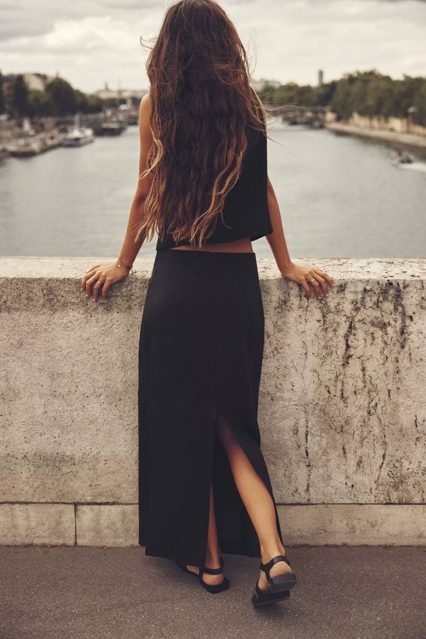 Za New Fall Women's Clothing Sleeveless V Neck Linen Vest Jacket High Waist Midi Dress 7828967 7839967