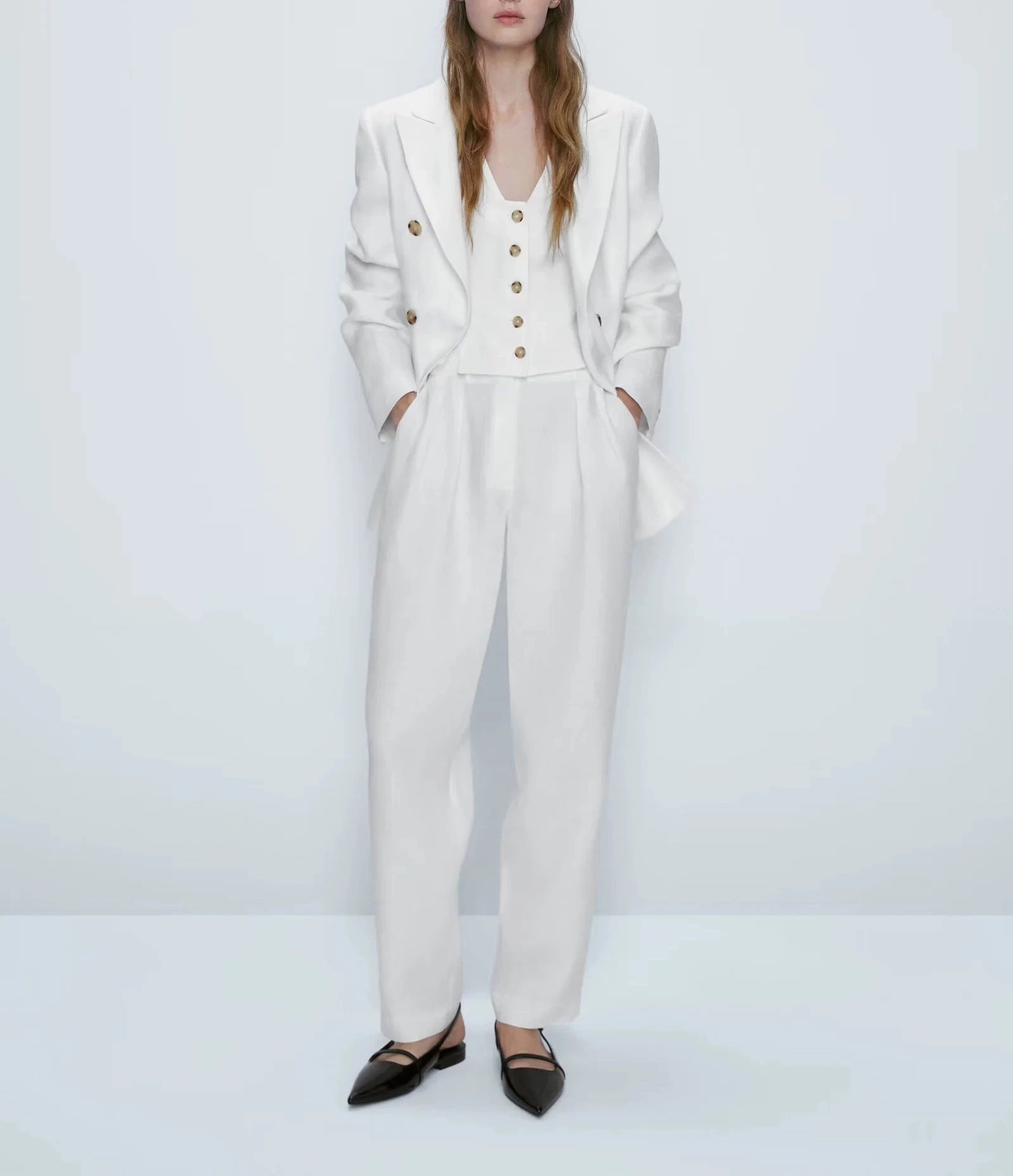 MD Summer New Arrival Single-Breasted V Neck Sleeveless Outwear Leisure Commute Short Suit Vest 6025571