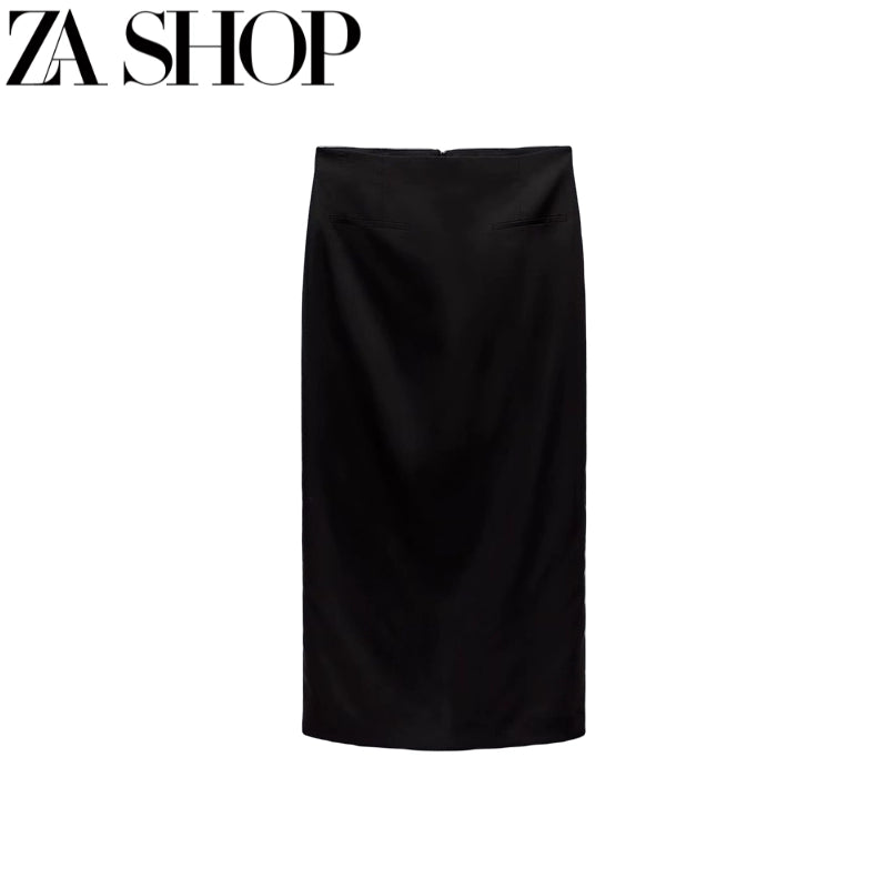 Za New Fall Women's Clothing Sleeveless V Neck Linen Vest Jacket High Waist Midi Dress 7828967 7839967