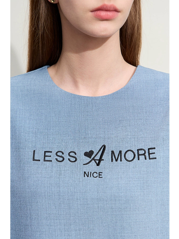 round Neck Wide Shoulder Letter Shirt Straight-leg Work Clothing Embroider