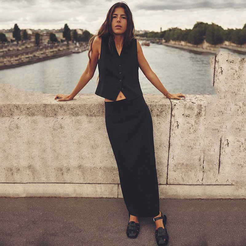 Fashion Women's Wear Blended Fabric High Waist Skirt Linen