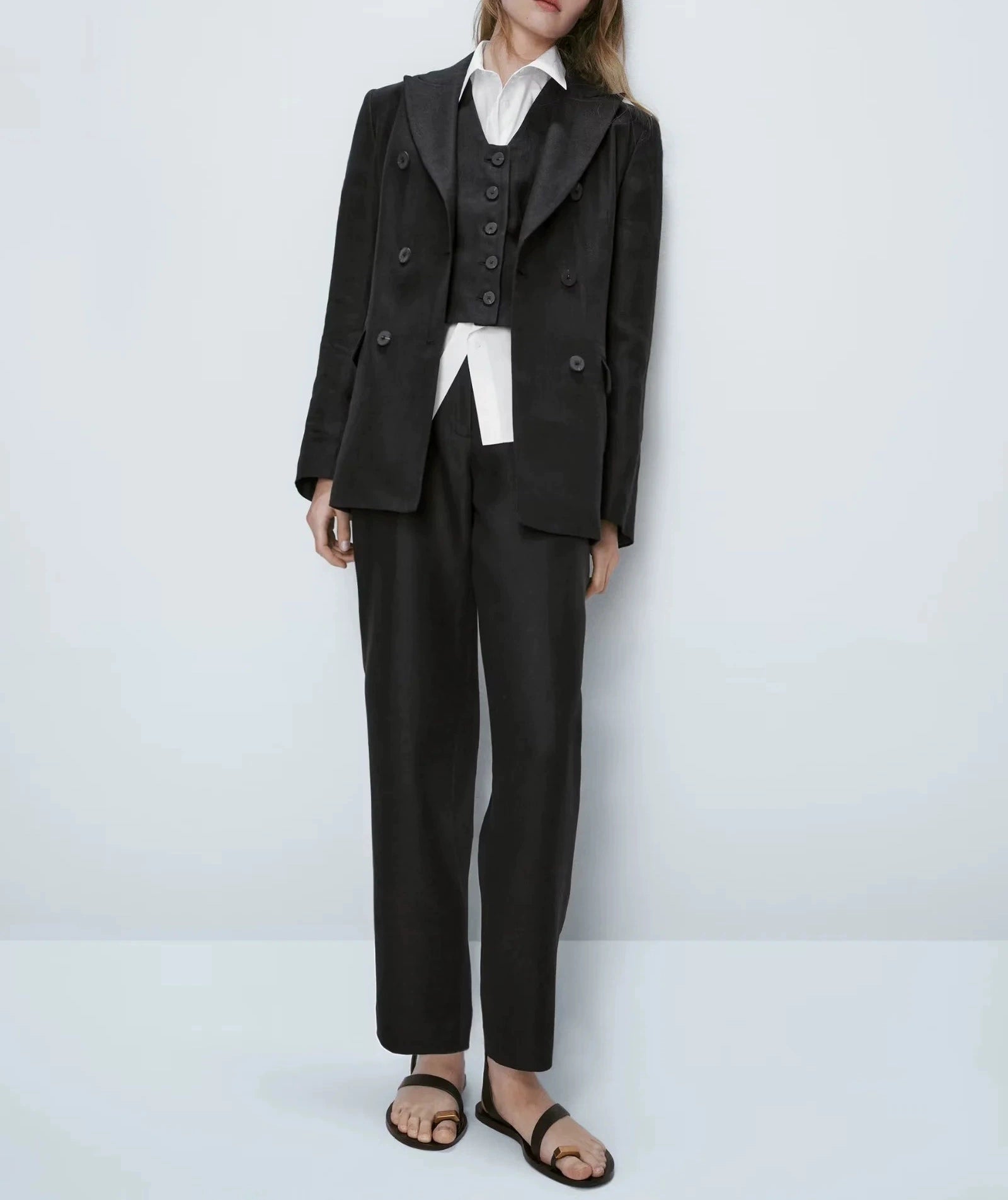 MD Summer New Arrival Single-Breasted V Neck Sleeveless Outwear Leisure Commute Short Suit Vest 6025571