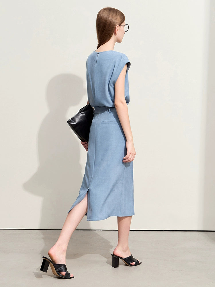 round Neck Wide Shoulder Letter Shirt Straight-leg Work Clothing Embroider