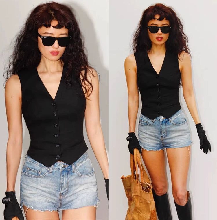 Casual Silm Slimming and Short Retro Woolen Vest