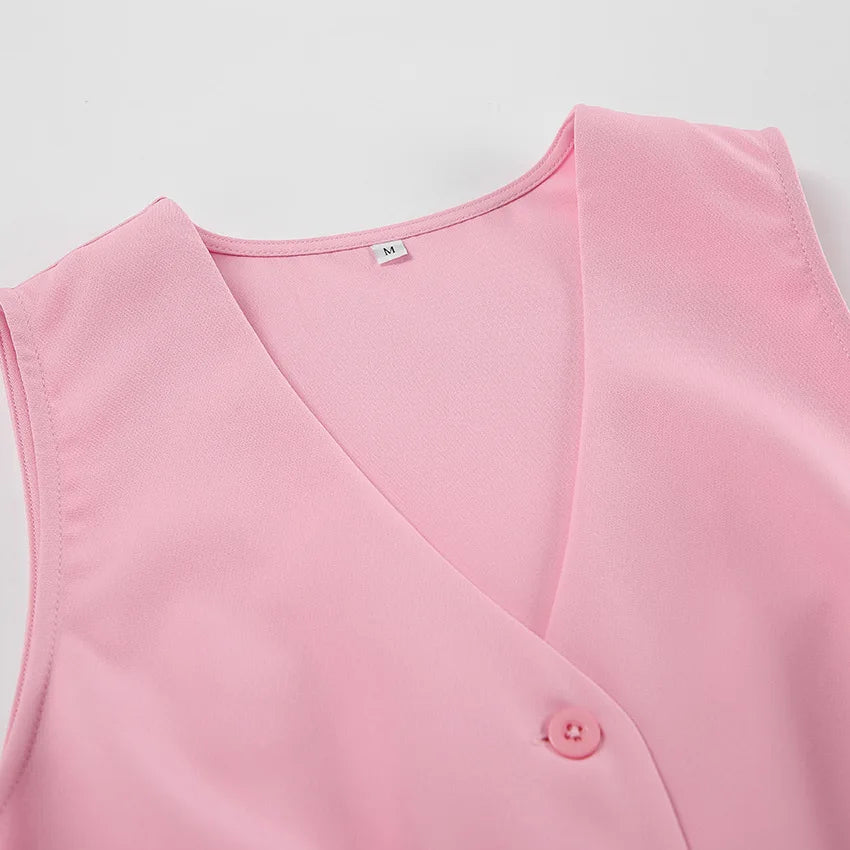 Fashionable Casual Two Piece Skirt Set Sleeveless Vest Short Top+Split Waist Skirt Autumn Two-piece Outfit For Women