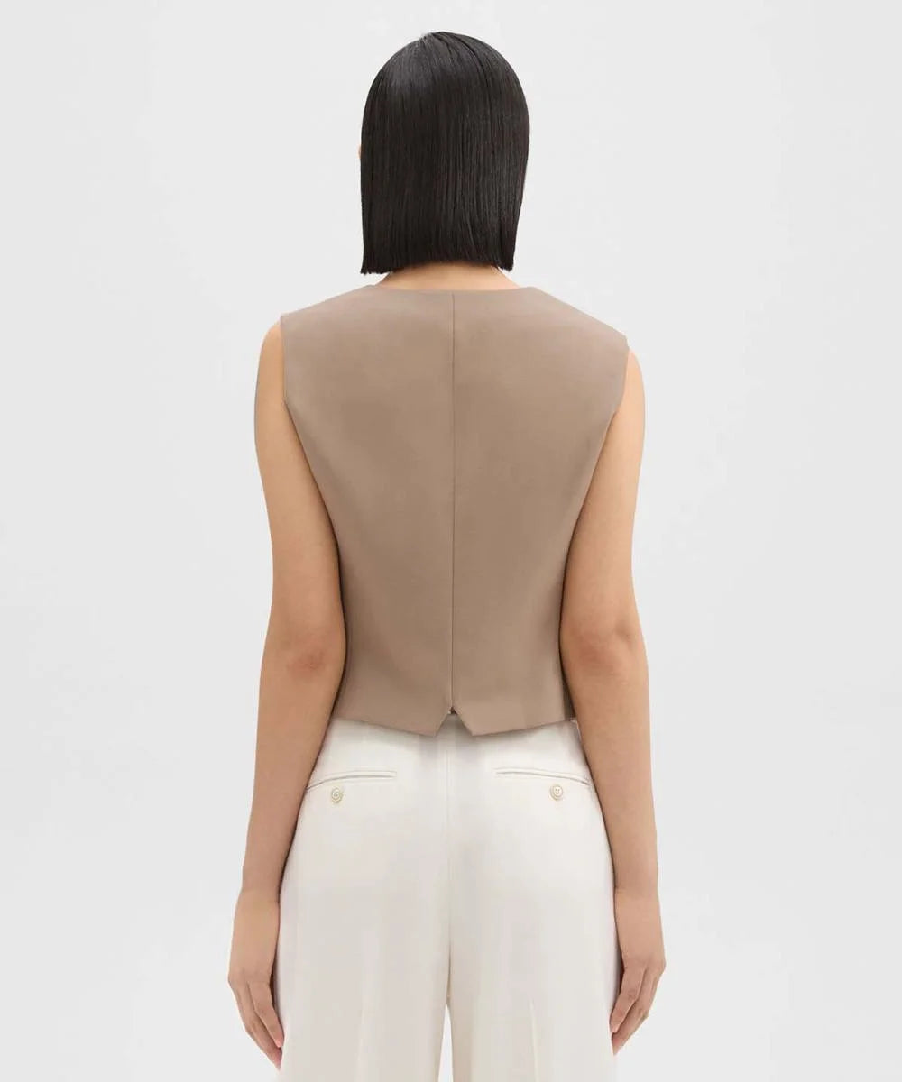 Th*e0ry Women Vest Jacket Wool V-Neck Sleeveless Buttons Solid Color Casual Office Lady Tops Elegant Luxury Single Breated