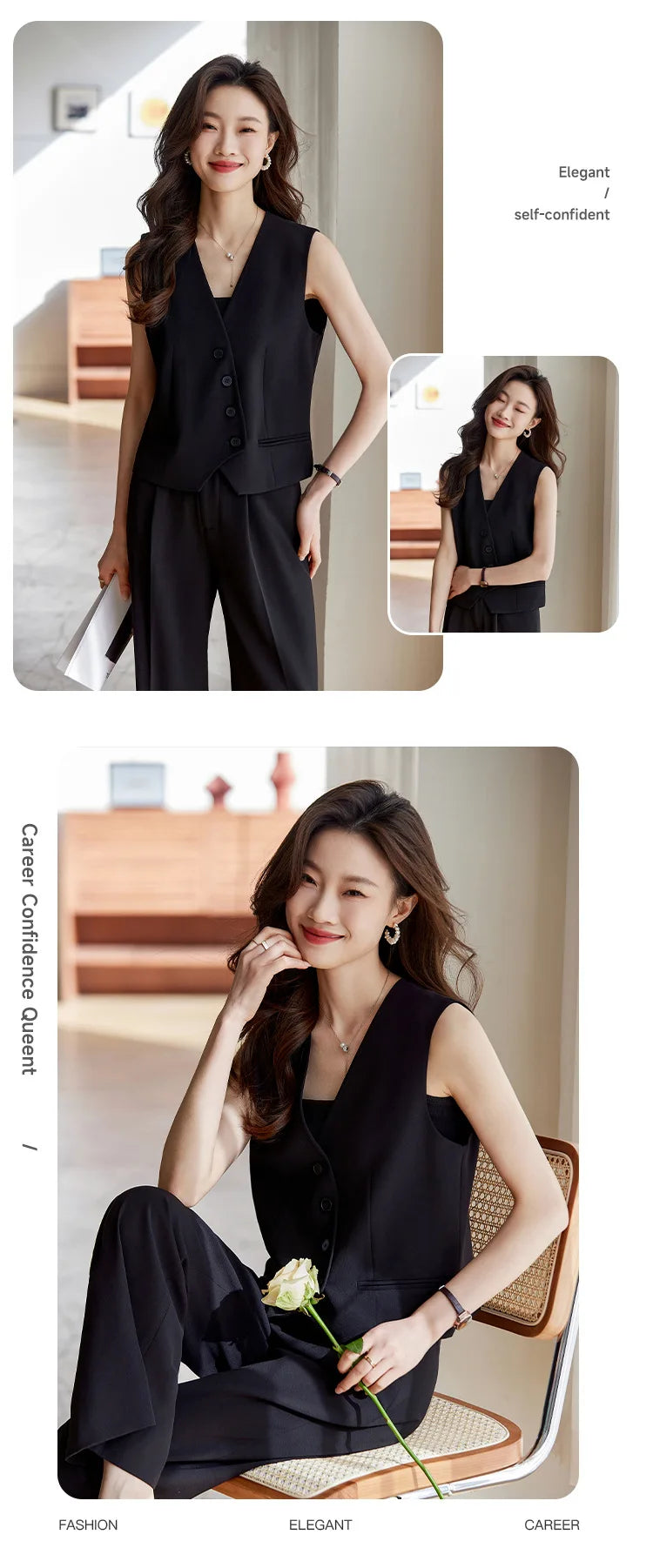 Women's White Suit Vest2024New Spring and Summer Sleeveless Waistcoat Vest Cardigan Suit Suit