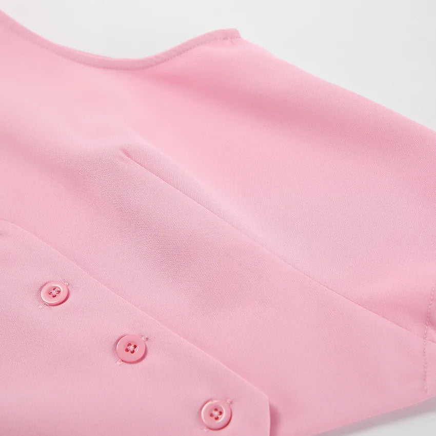 Fashionable Casual Two Piece Skirt Set Sleeveless Vest Short Top+Split Waist Skirt Autumn Two-piece Outfit For Women