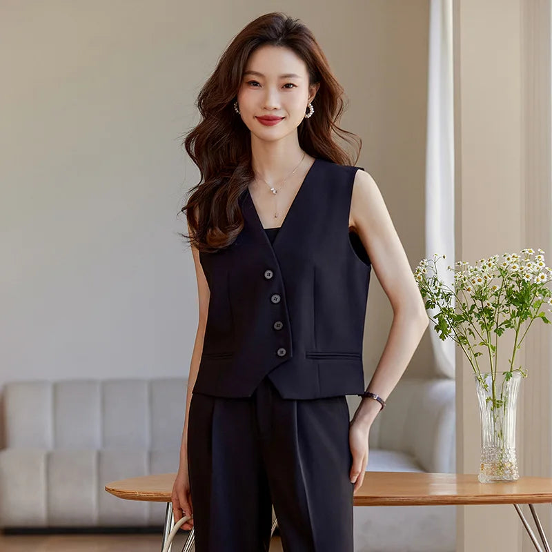 Women's White Suit Vest2024New Spring and Summer Sleeveless Waistcoat Vest Cardigan Suit Suit