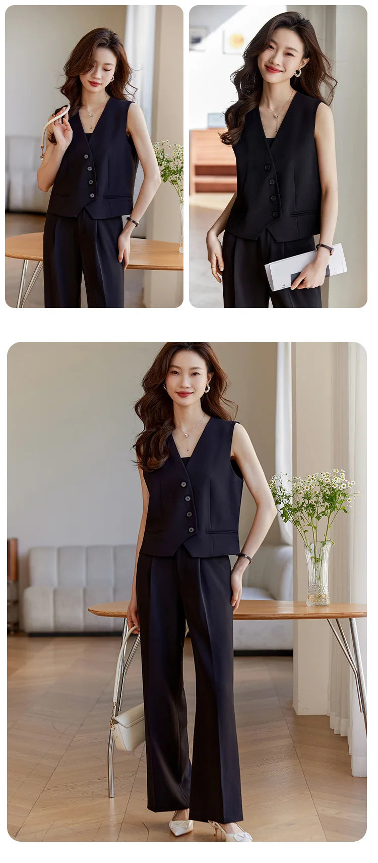 Women's White Suit Vest2024New Spring and Summer Sleeveless Waistcoat Vest Cardigan Suit Suit