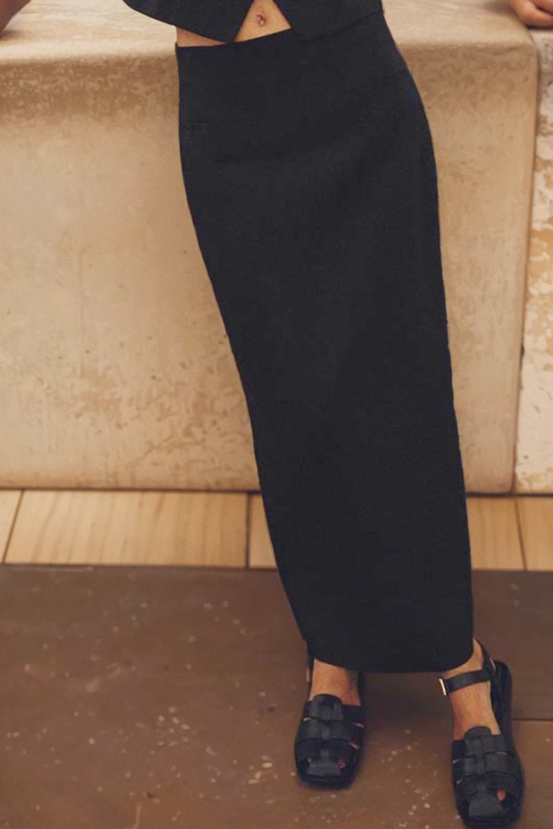 Fashion Women's Wear Blended Fabric High Waist Skirt Linen