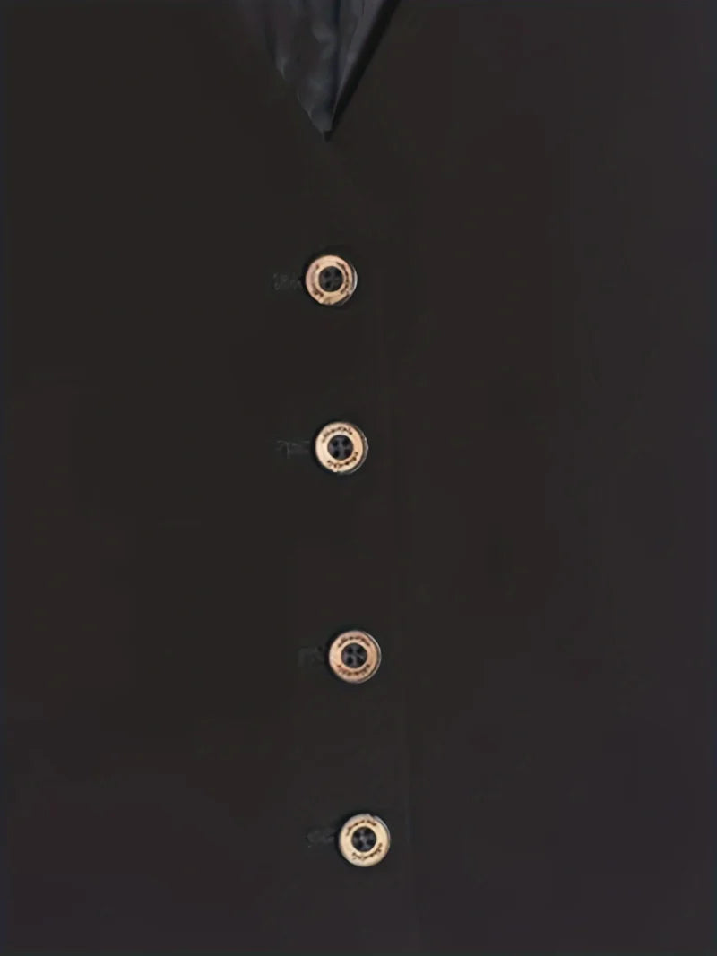 Vintage Suit Waistcoat Fashion Simple Single Breasted Elegant Women's Sleeveless Vest Casual Solid Color Slim-fit Small Coat