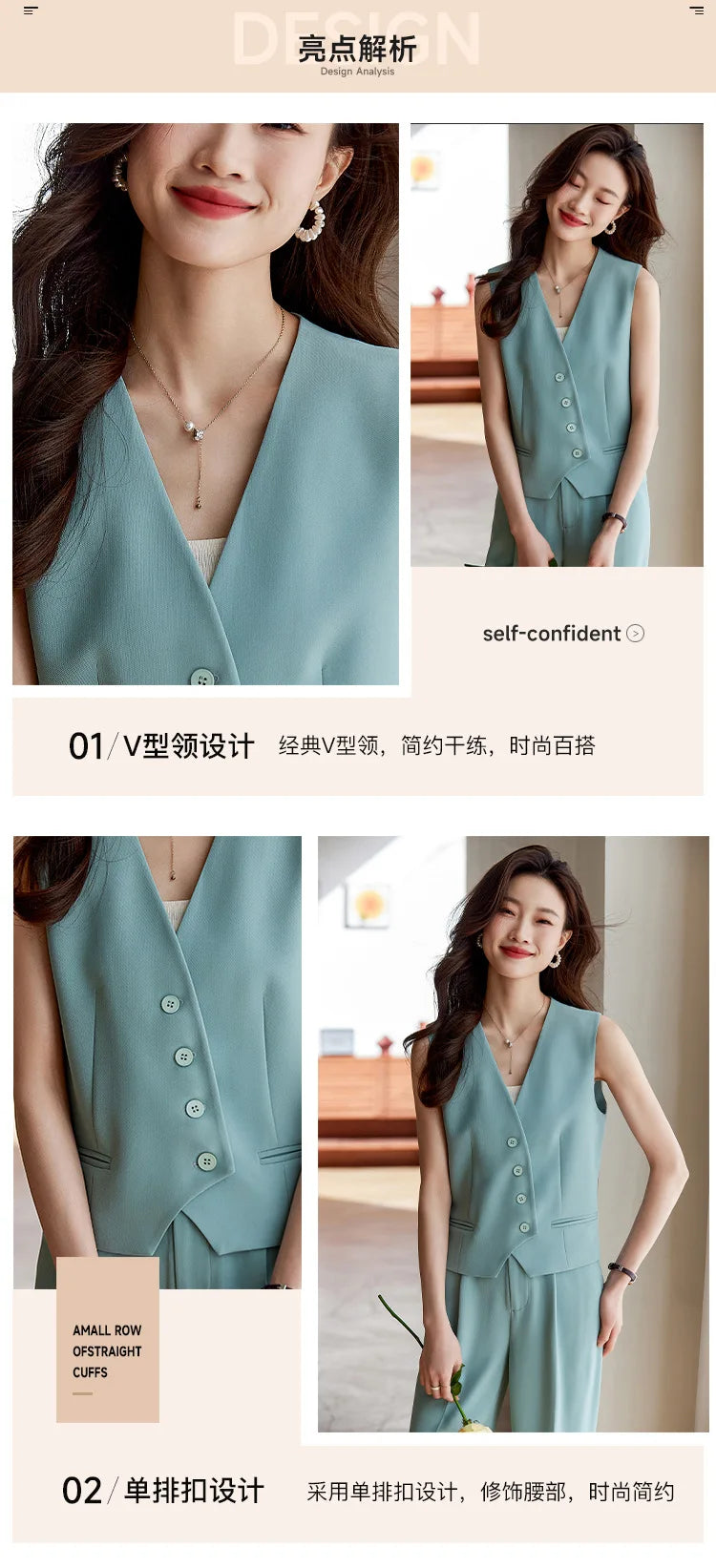 Women's White Suit Vest2024New Spring and Summer Sleeveless Waistcoat Vest Cardigan Suit Suit