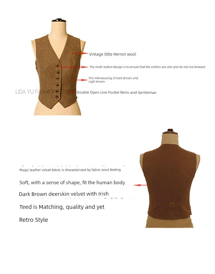 Casual Silm Slimming and Short Retro Woolen Vest