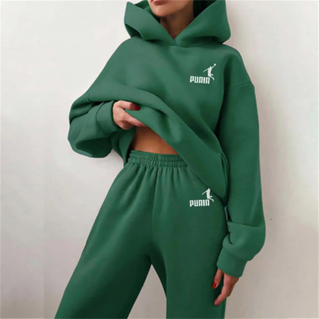 Winter Two Piece Sets Women Tracksuit Oversized Suit 2024 Autumn Trouser Suits Female Sweatshirt Solid Sports Hoodie Sportswear