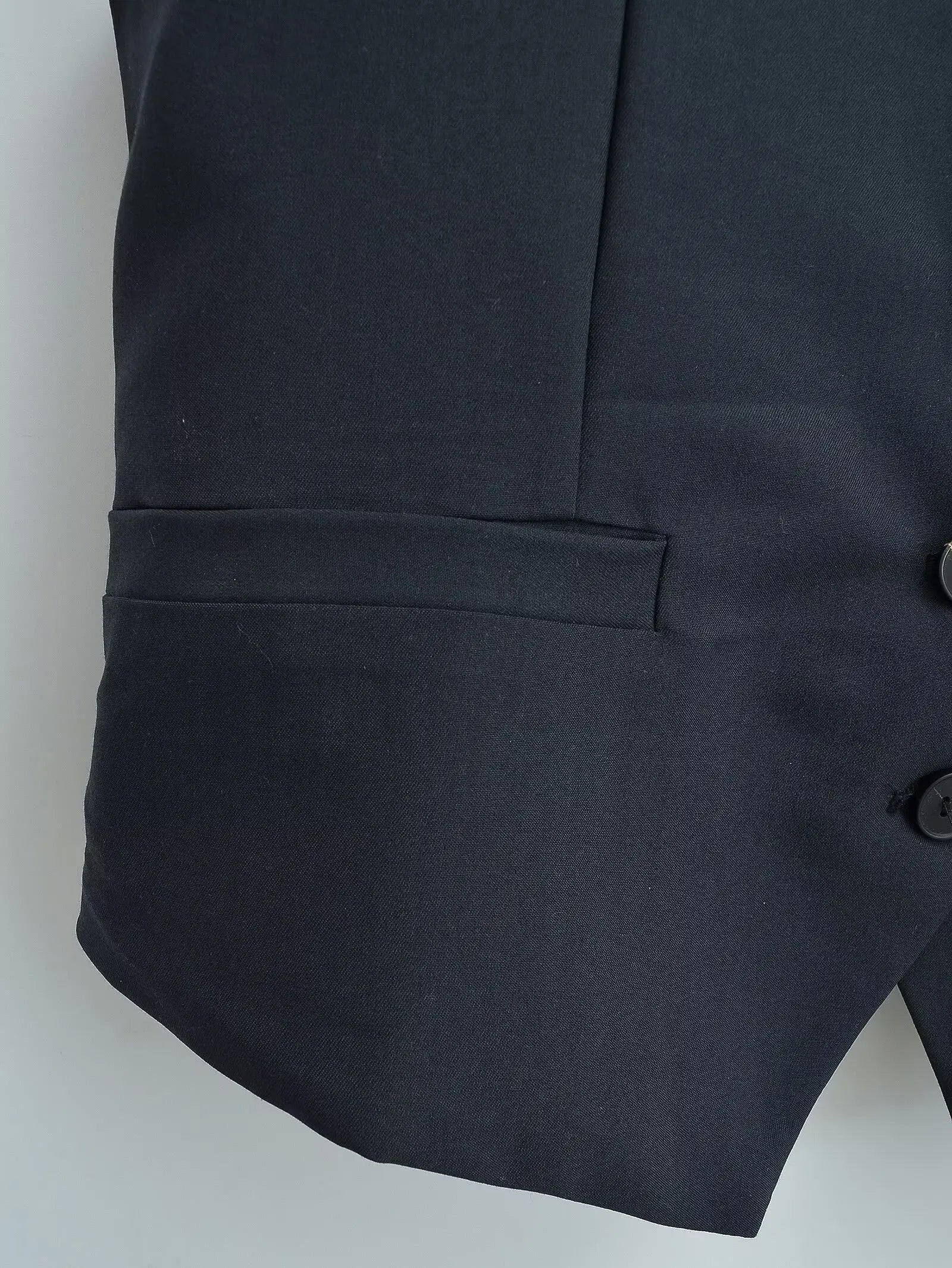 TRAFZA Casual Office Lady Blazer Women Solid V Neck Pockets Sleeveless Single Breasted Long Jacket Fashion 2024 Spring Coats