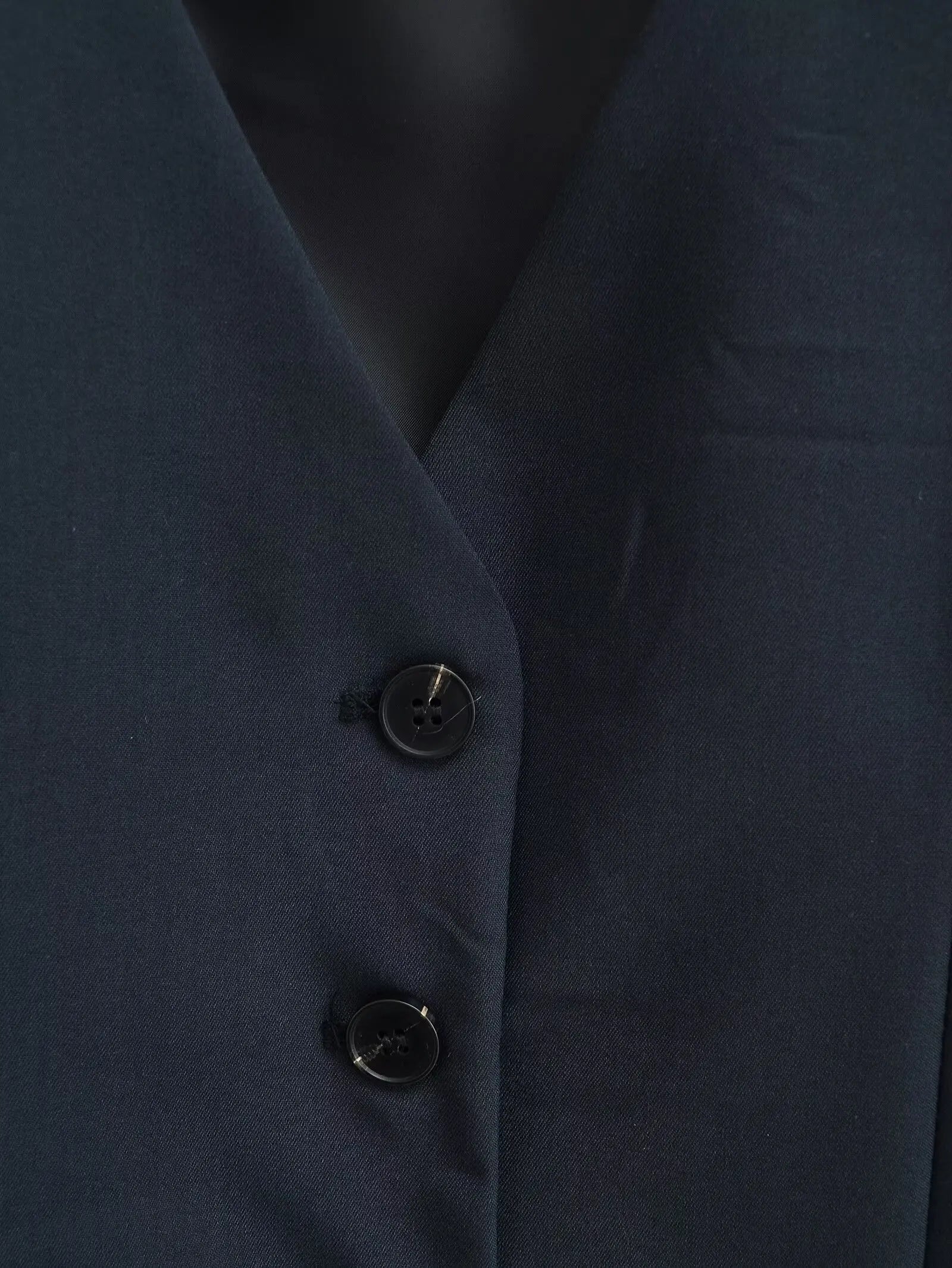 TRAFZA Casual Office Lady Blazer Women Solid V Neck Pockets Sleeveless Single Breasted Long Jacket Fashion 2024 Spring Coats