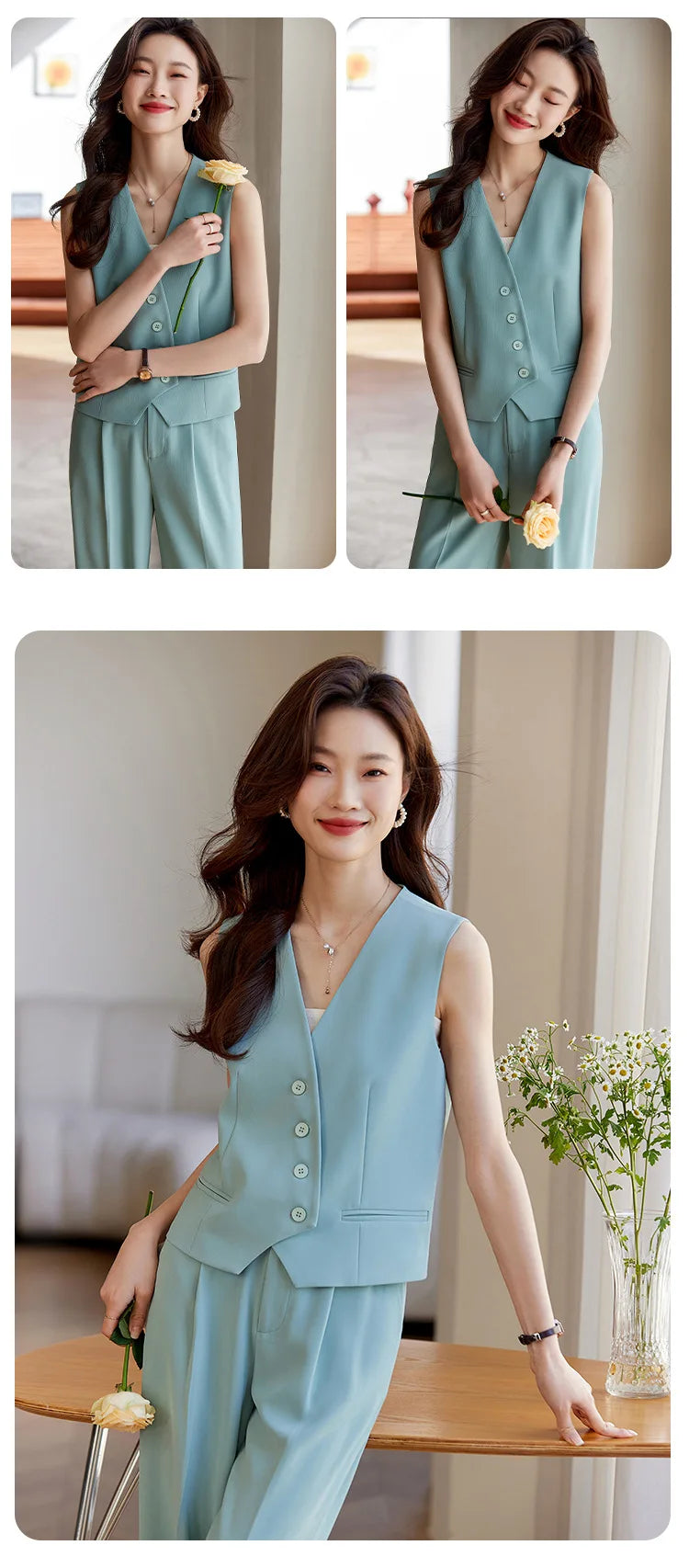 Women's White Suit Vest2024New Spring and Summer Sleeveless Waistcoat Vest Cardigan Suit Suit