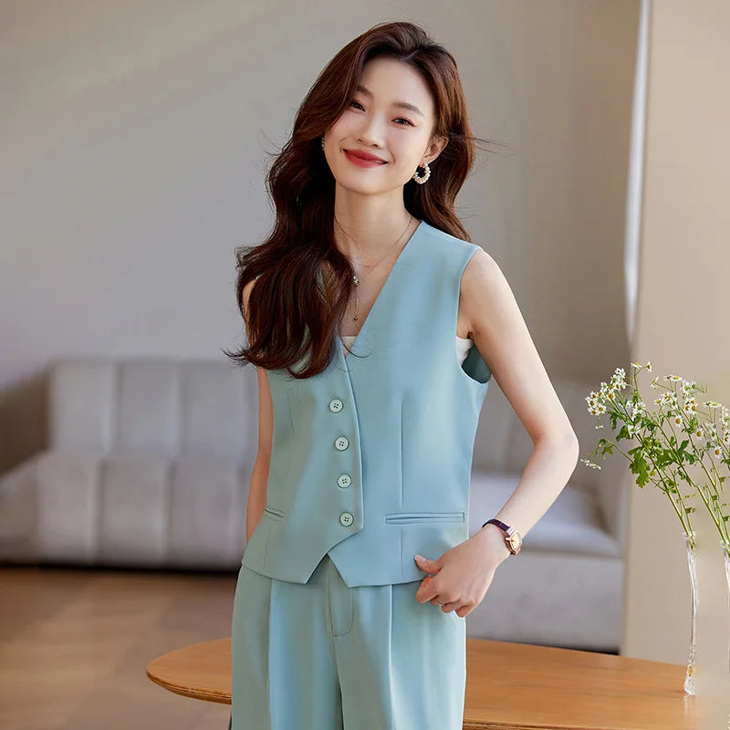 Women's White Suit Vest2024New Spring and Summer Sleeveless Waistcoat Vest Cardigan Suit Suit