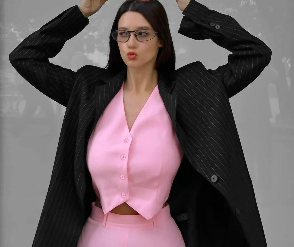 Fashionable Casual Two Piece Skirt Set Sleeveless Vest Short Top+Split Waist Skirt Autumn Two-piece Outfit For Women