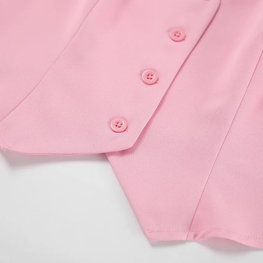 Fashionable Casual Two Piece Skirt Set Sleeveless Vest Short Top+Split Waist Skirt Autumn Two-piece Outfit For Women